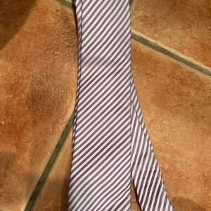 Lavender and white striped tie
